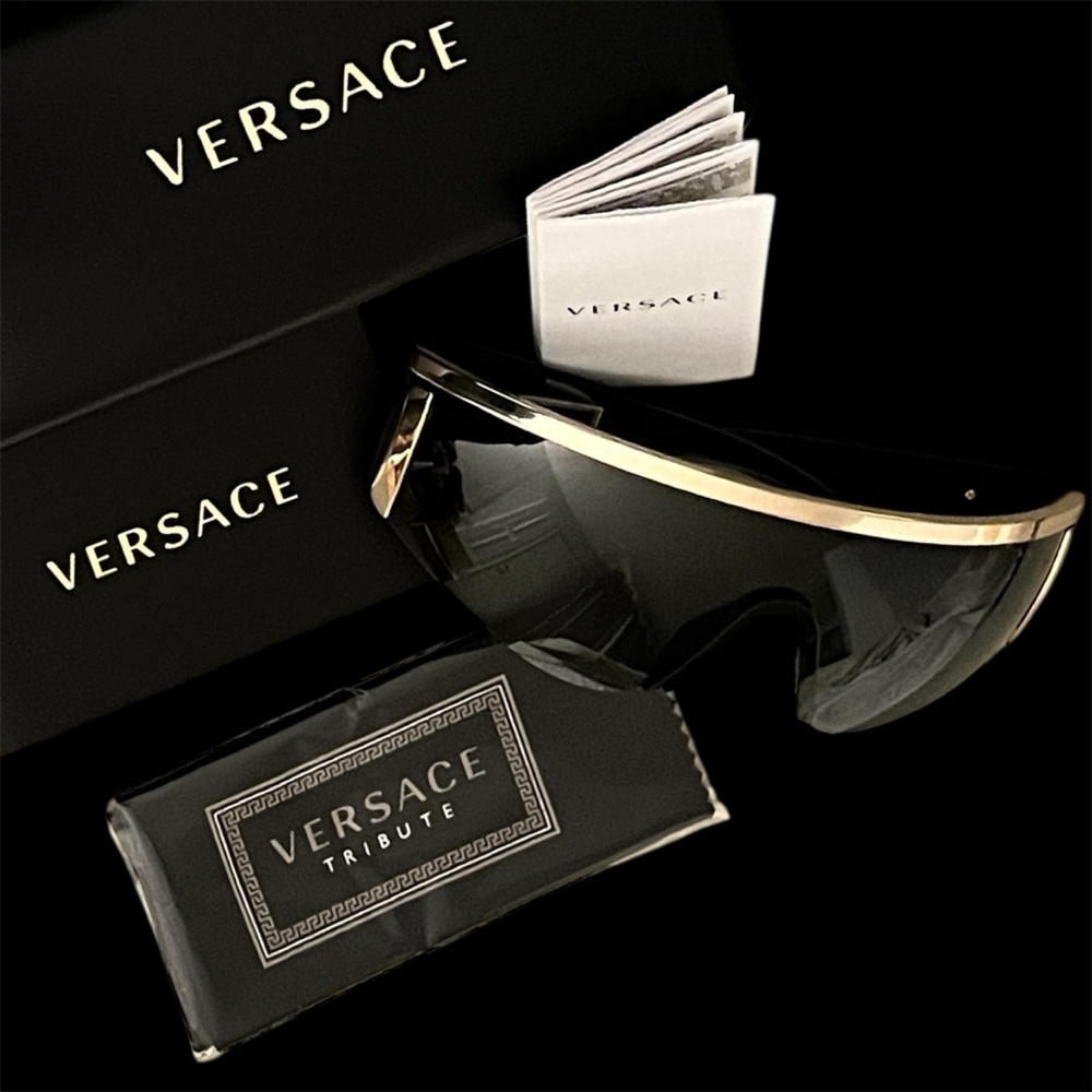 Versace Medusa Shield Tributes with Limo Tint Lenses and Glossy Black-Out Frames
